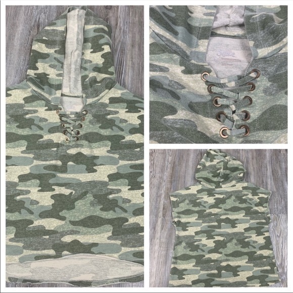 Justice Other - Justice Camouflaged Lace Up Detail Hooded Top